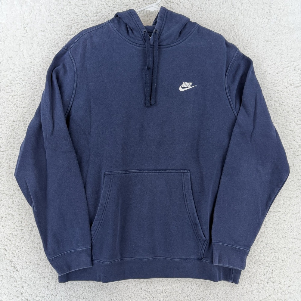 Nike Hoodie Mens XL Blue Pullover Fleece Embroidered Swoosh Logo 804346-451